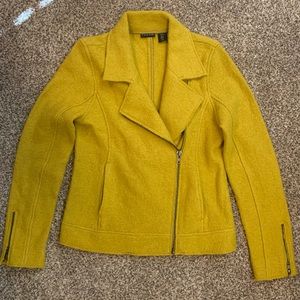 Tahari Moto Wool Textured Jacket Deep Yellow